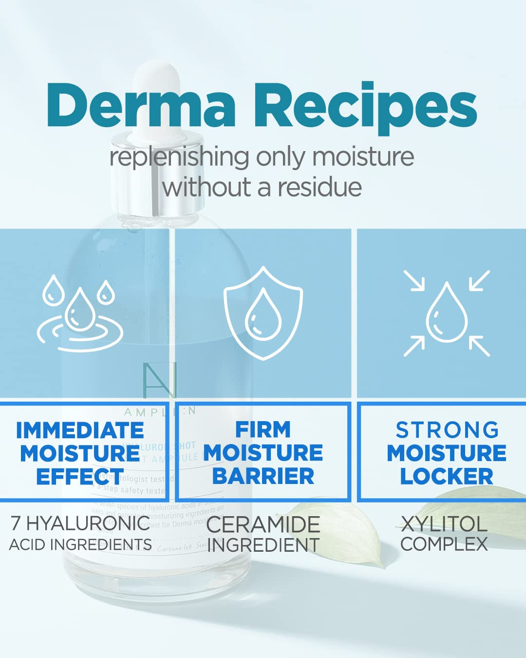 AMPLE:N Hyaluron Shot Light Serum - Korean Hyaluronic Acid Moisturizing Serum - Hydrate Oily and Combination Skin and Restore Vitality – Plumping, Refreshing, anti Aging Ampoule, 3.38 Fl.Oz.