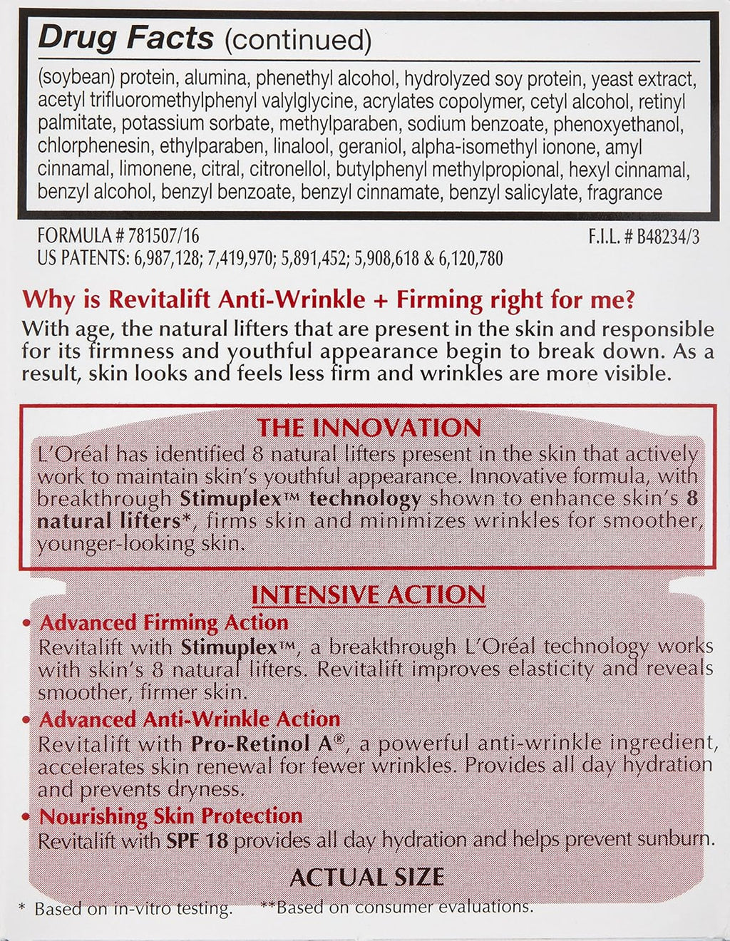 L'Oréal Paris Revitalift Anti-Wrinkle + Firming Day Cream SPF 18 Sunscreen, 1.7 Oz.